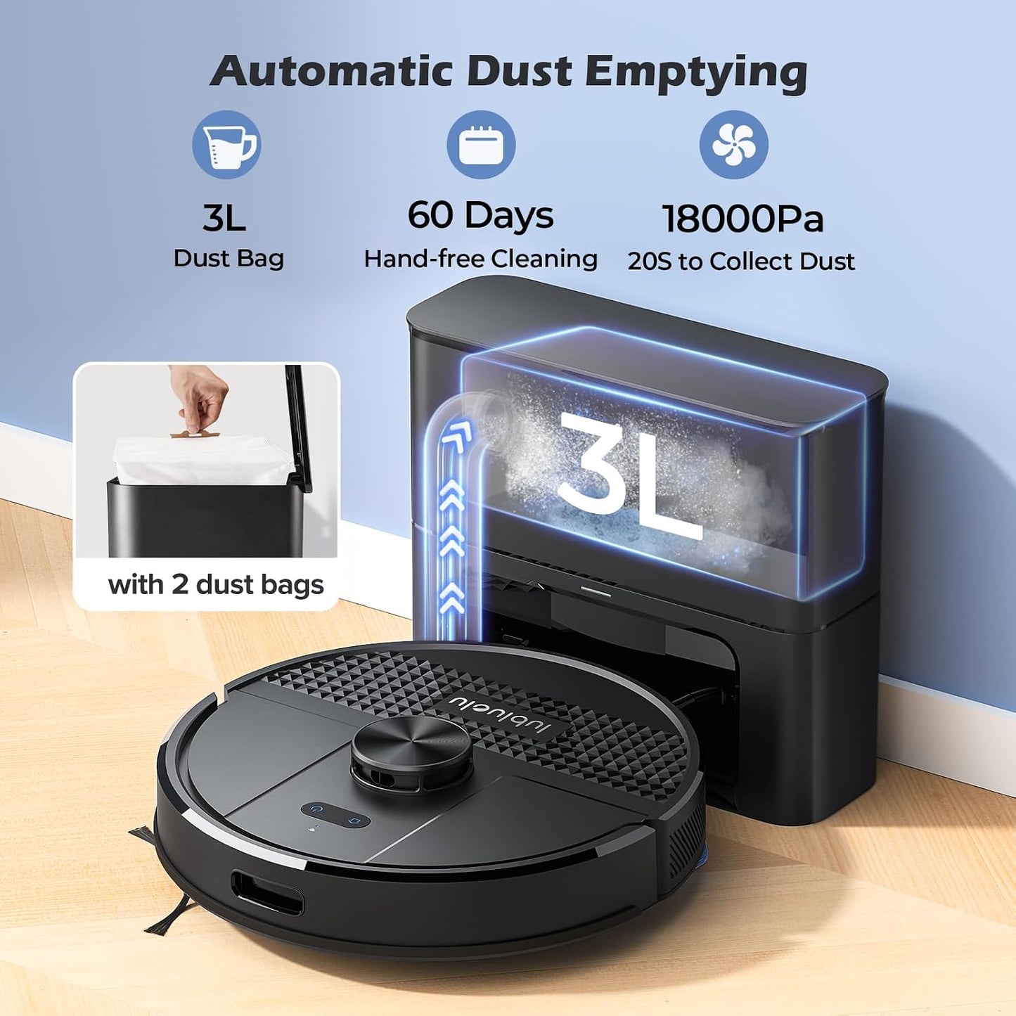 Robot Vacuum And Mop 5500Pa LiDAR Navigation 5 Maps Black