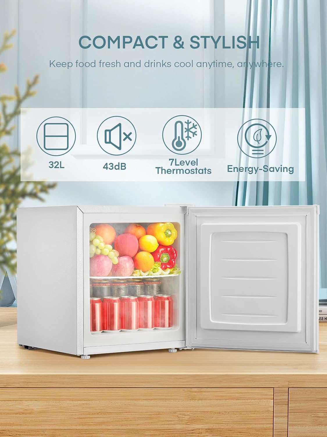 Table Top Mini Freezer 32L White Freestanding