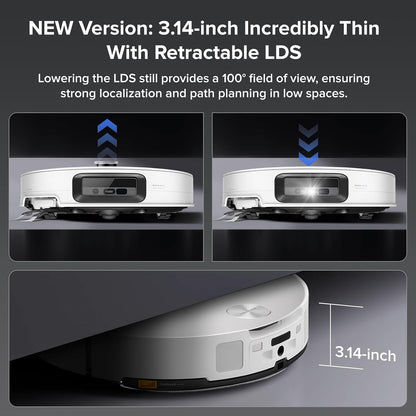 Robot Vacuum Cleaner 22,000 Pa 3.14-Inch Ultra Slim Zero-Tangling AI 3.0 Obstacle Avoidance White