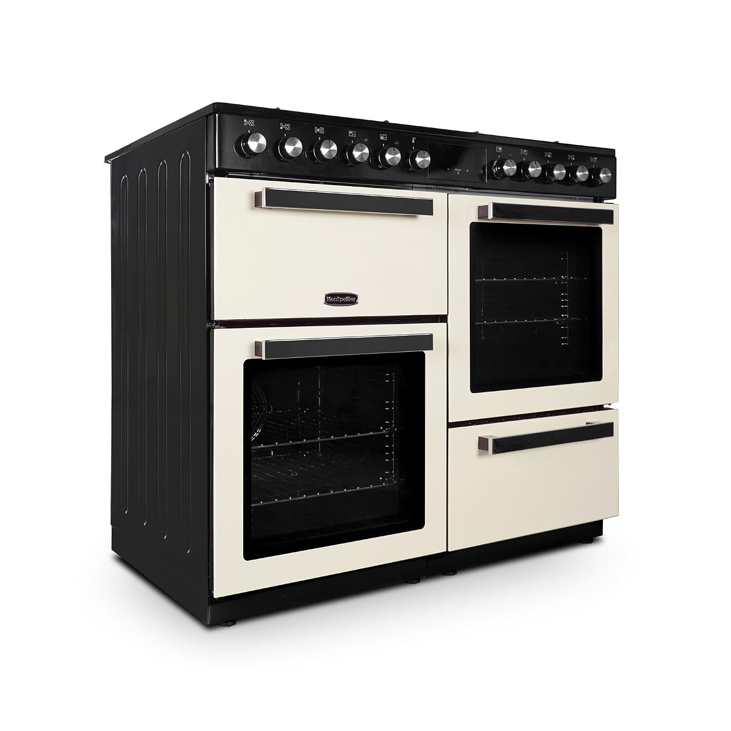 Dual Fuel Range Cooker 100cm Freestanding 7 Burners 2 Ovens Cream