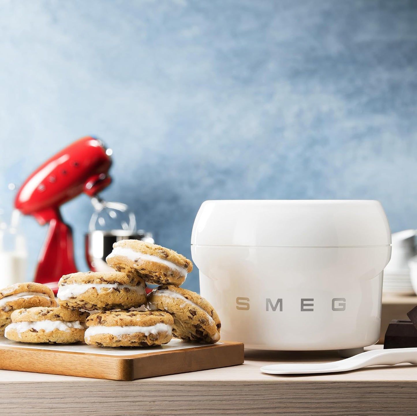 Ice Cream Maker Accessory 1.1L For Smeg Stand Mixer White
