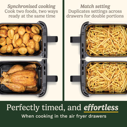 Tri Zone 13.6L Air Fryer Oven 3 Independent Cooking Zones PFAS-Free Black