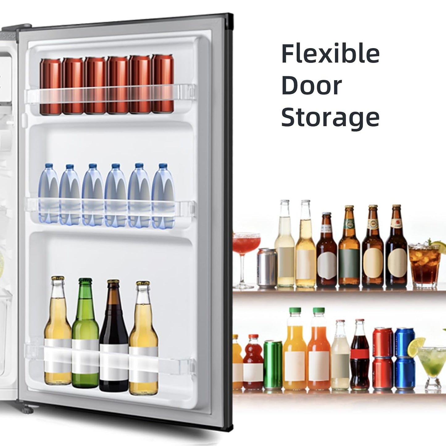 Under Counter Fridge 92L 7 Temp Settings Reversible Door Black