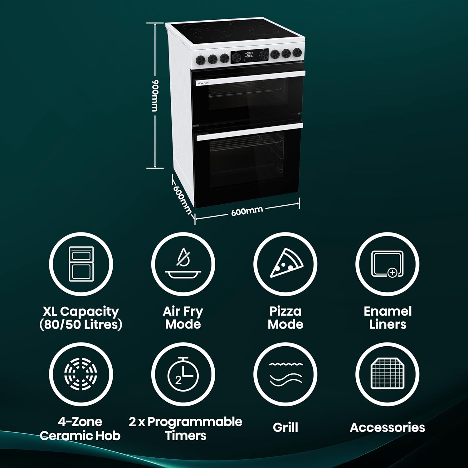 Freestanding Electric Cooker 130L 60cm White