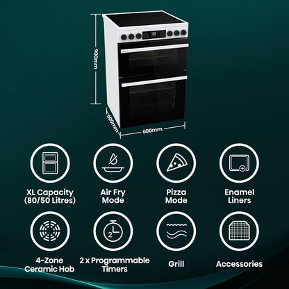 Freestanding Electric Cooker 130L 60cm White