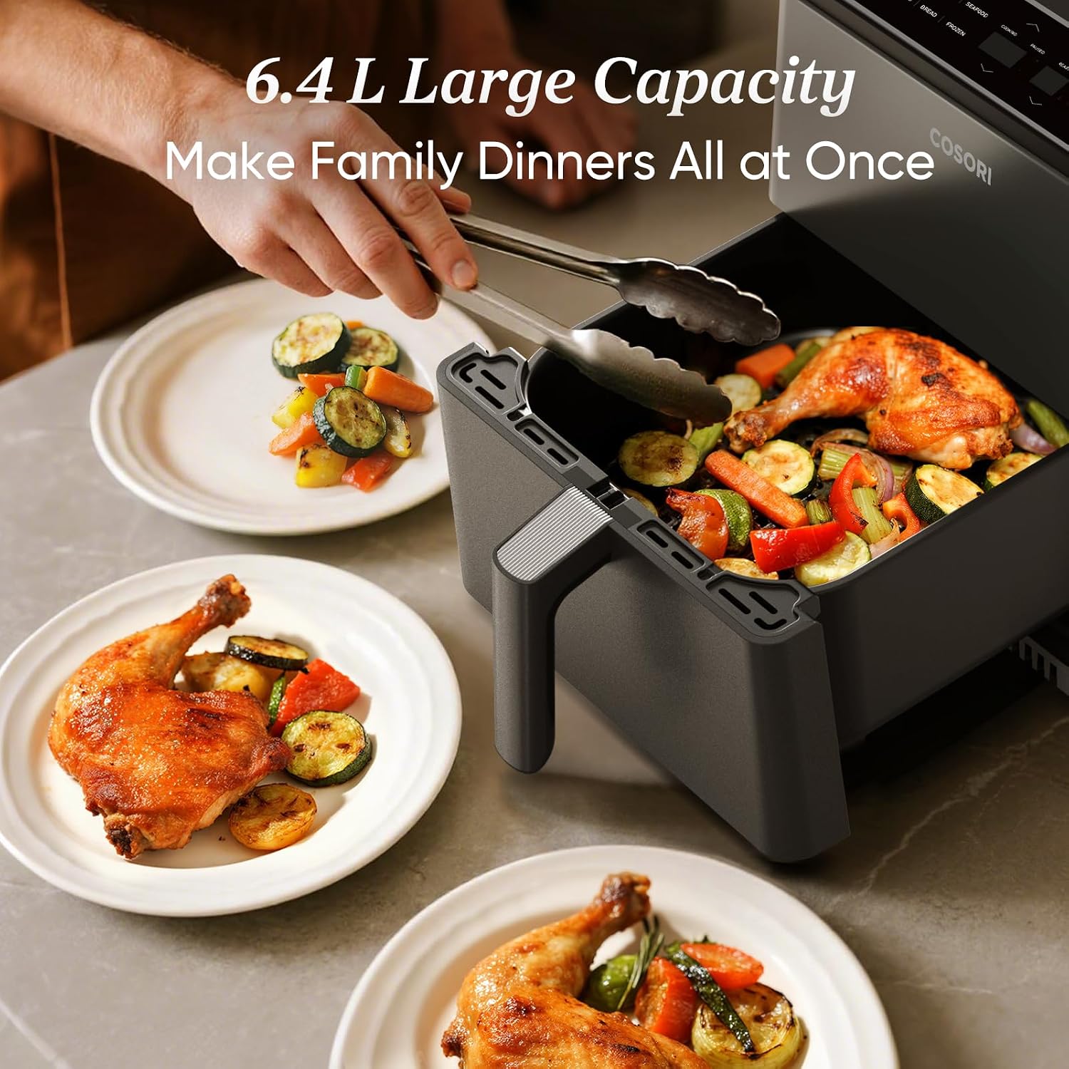 Dual Blaze Air Fryer 6.4L Top & Bottom Heating No Shaking Black