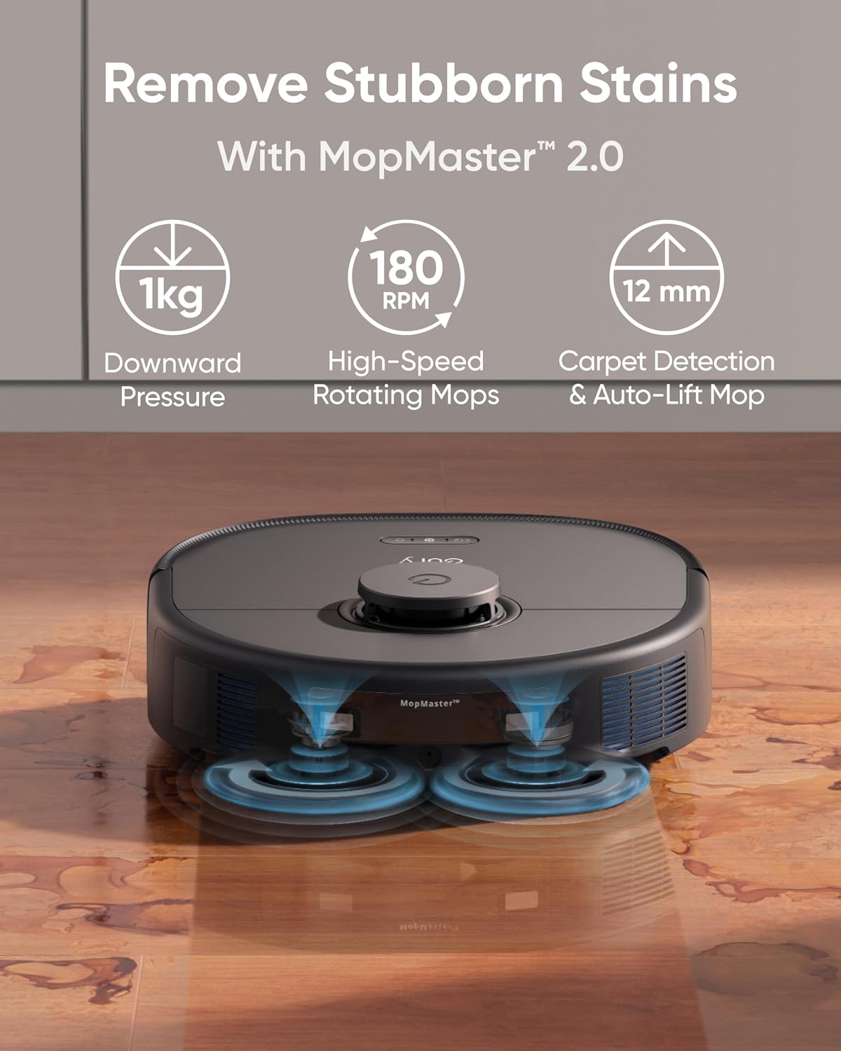 Robot Vacuum With Mop 8000Pa Suction Dual Mops Auto-Lift Black