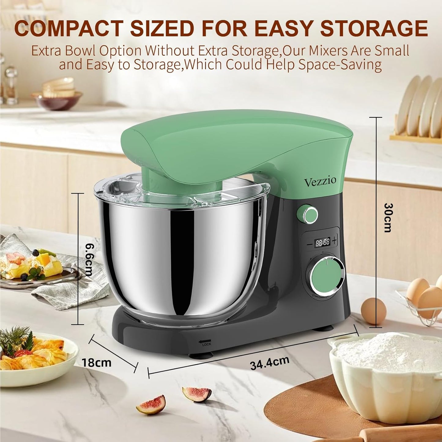 Stand Mixer 1500W 10 Speeds 5.5L Tilt-Head Greengray