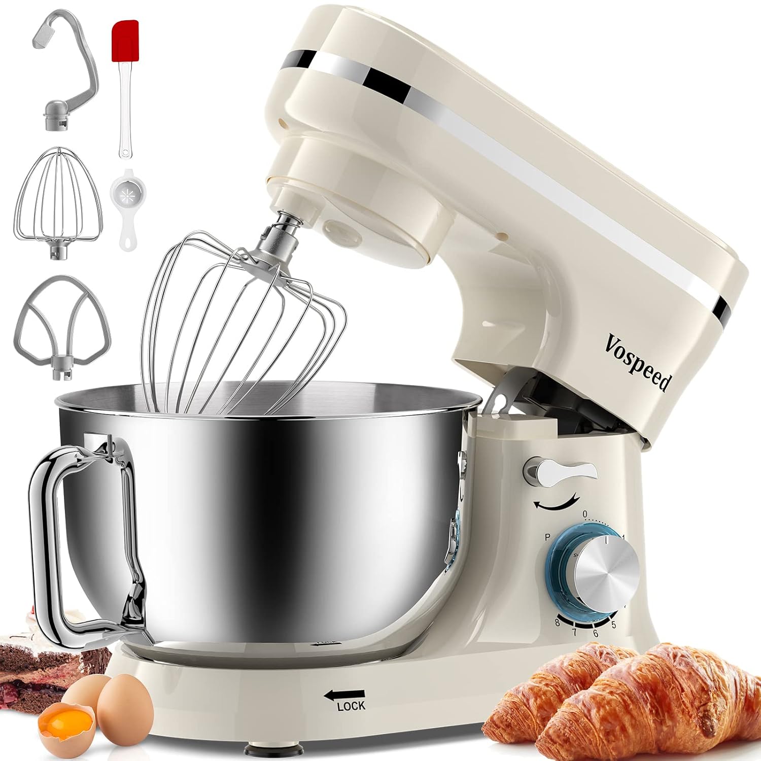 Stand Mixer 4.5L+5L Bowls 8-Speed 1000W Tilt-Head Blue