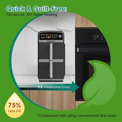 Freestanding Double Stack Airfryer 10L 2400W 9 Functions Black