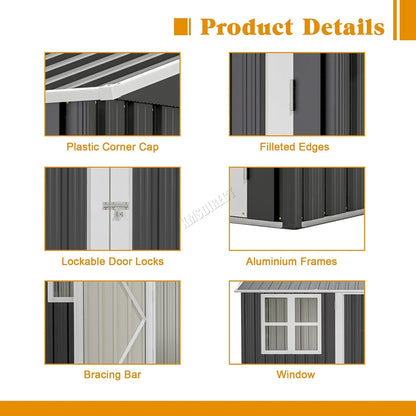 Garden Storage Shed 10 X 8 Ft Anthracite Metal Apex Roof
