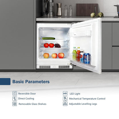 Integrated Under Counter Fridge 110L LED Light Reversible Door White