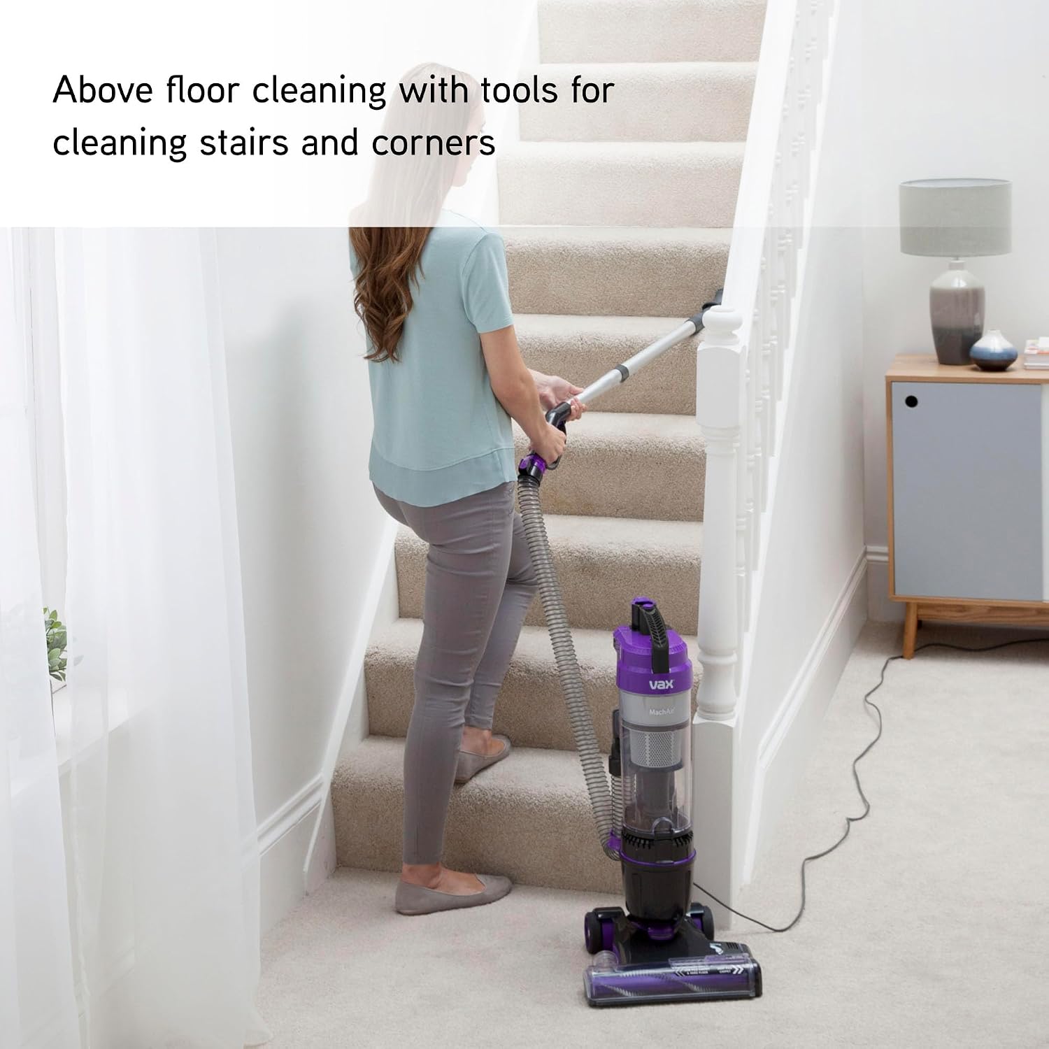 Upright Vacuum Cleaner 820W Bagless Multi-Cyclonic Lightweight Purple