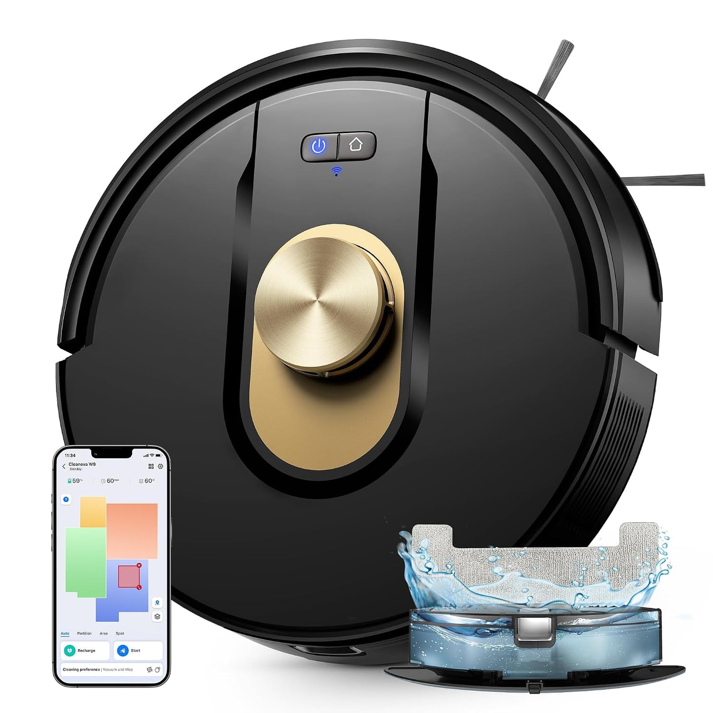 Robot Vacuum And Mop 8000Pa LiDAR Navigation 150 Min Black