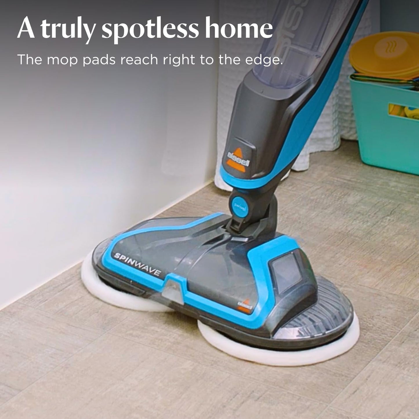Electric Mop 105W Rotating Pads Hard Floor Cleaner Polisher Titanium/Blue