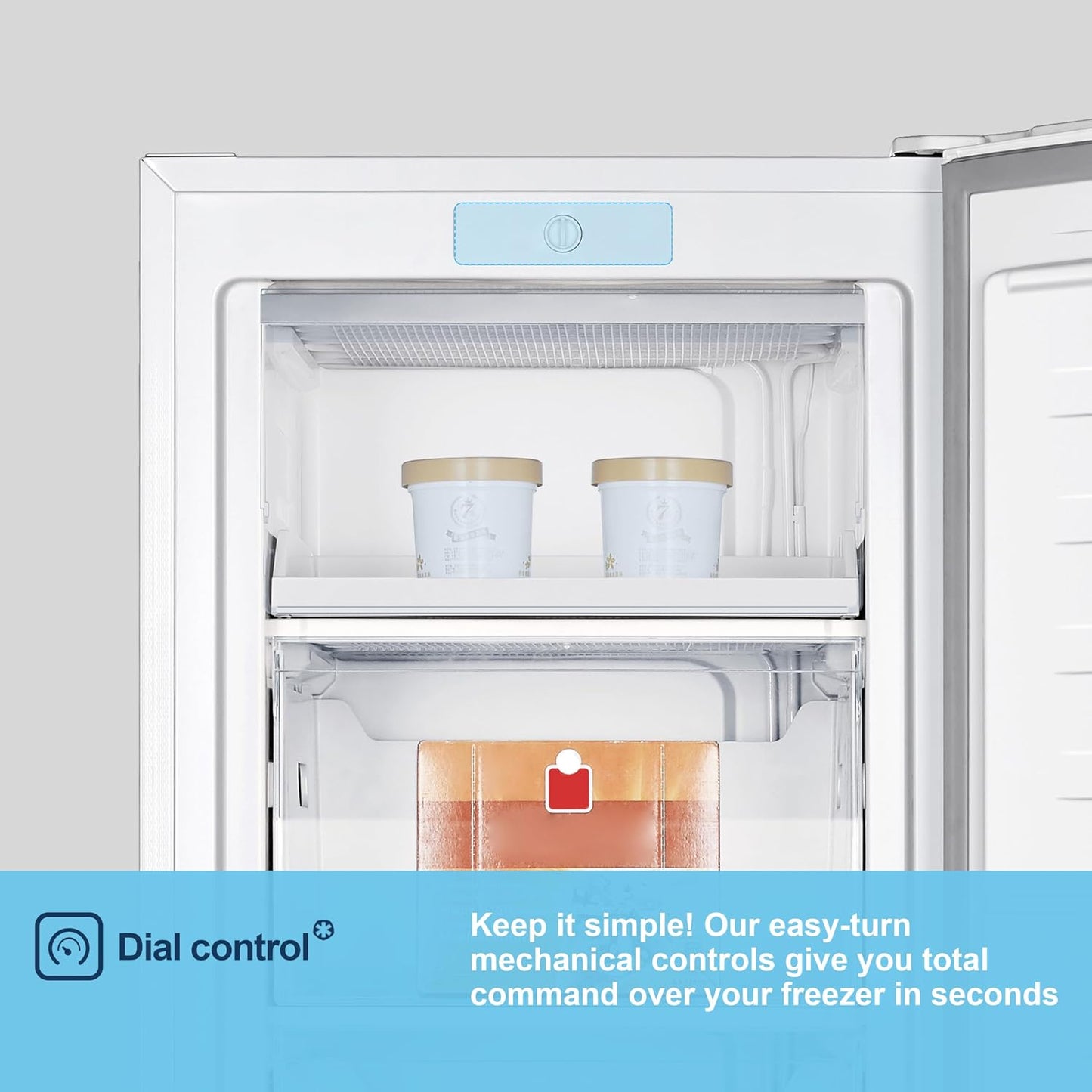 Freestanding Upright Freezer 165L 143Cm 5 Compartments Reversible Door White