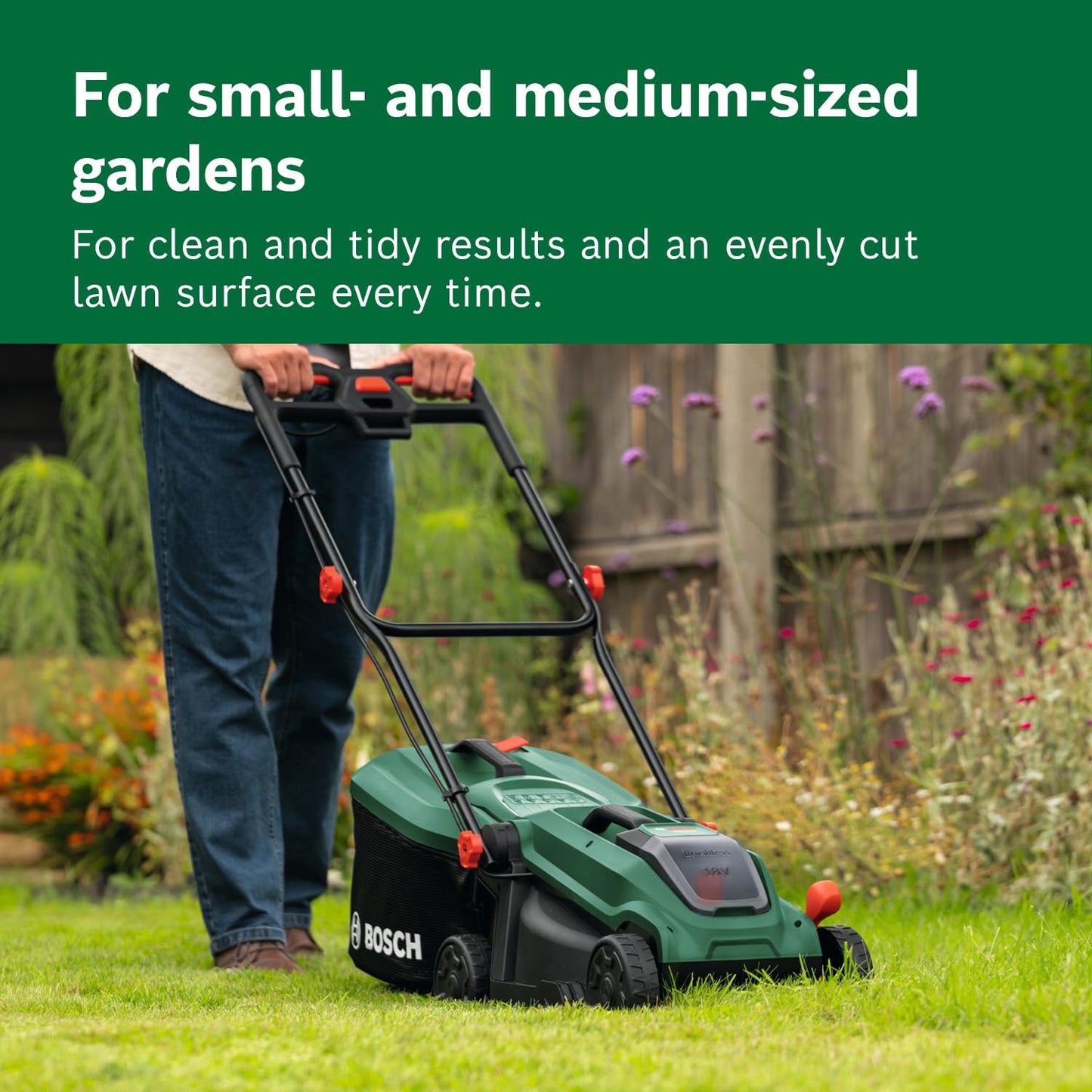 Cordless Lawn Mower 32cm 35L Grass Bag Mulch Plug Green