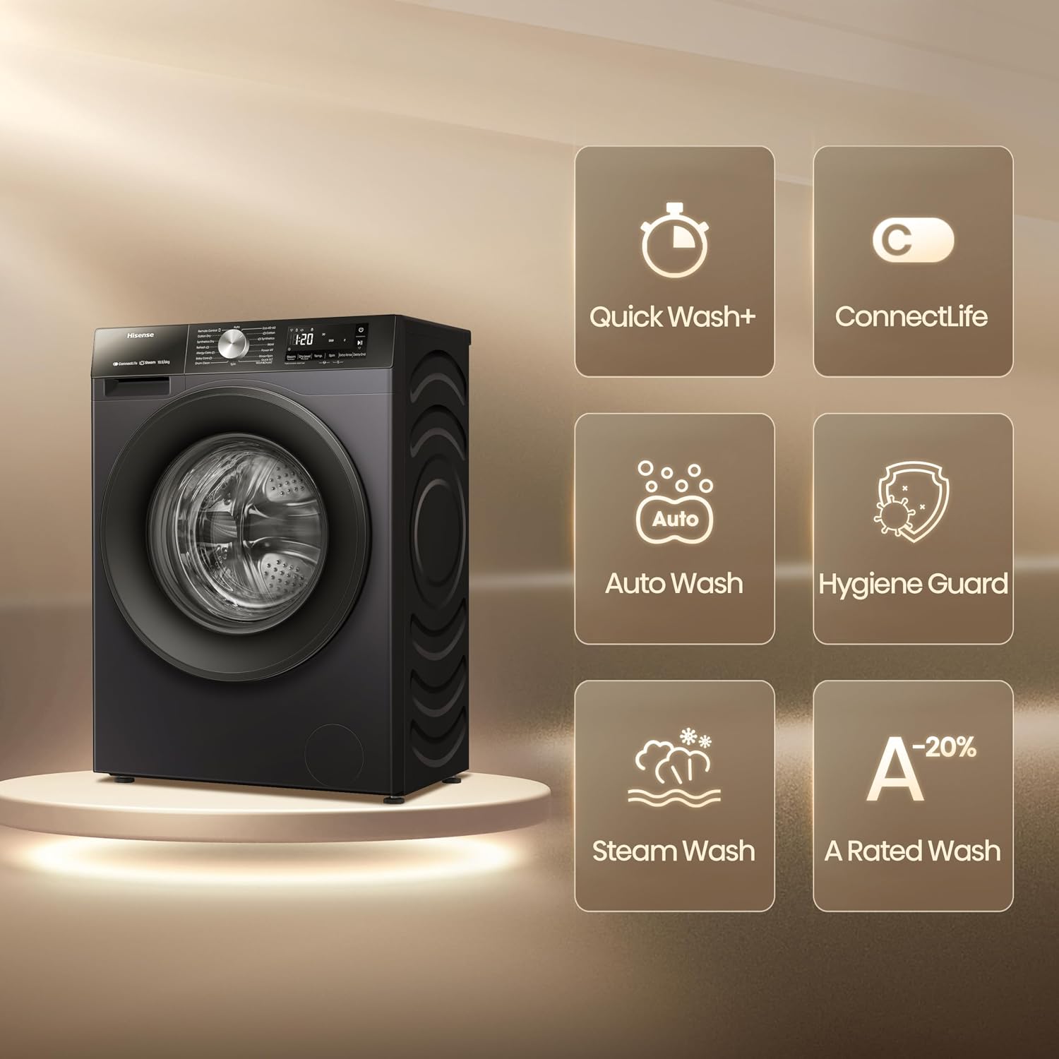 Freestanding Washer Dryer 10.5Kg Wash 6Kg Dry 1400Rpm Black