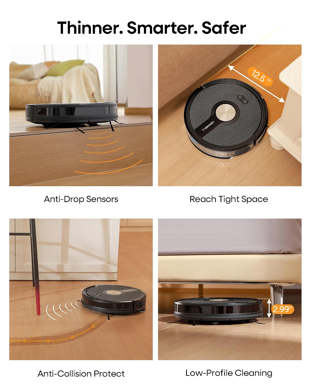 Robot Vacuum Cleaner 5000Pa Suction 180 Min Ultra Slim Black