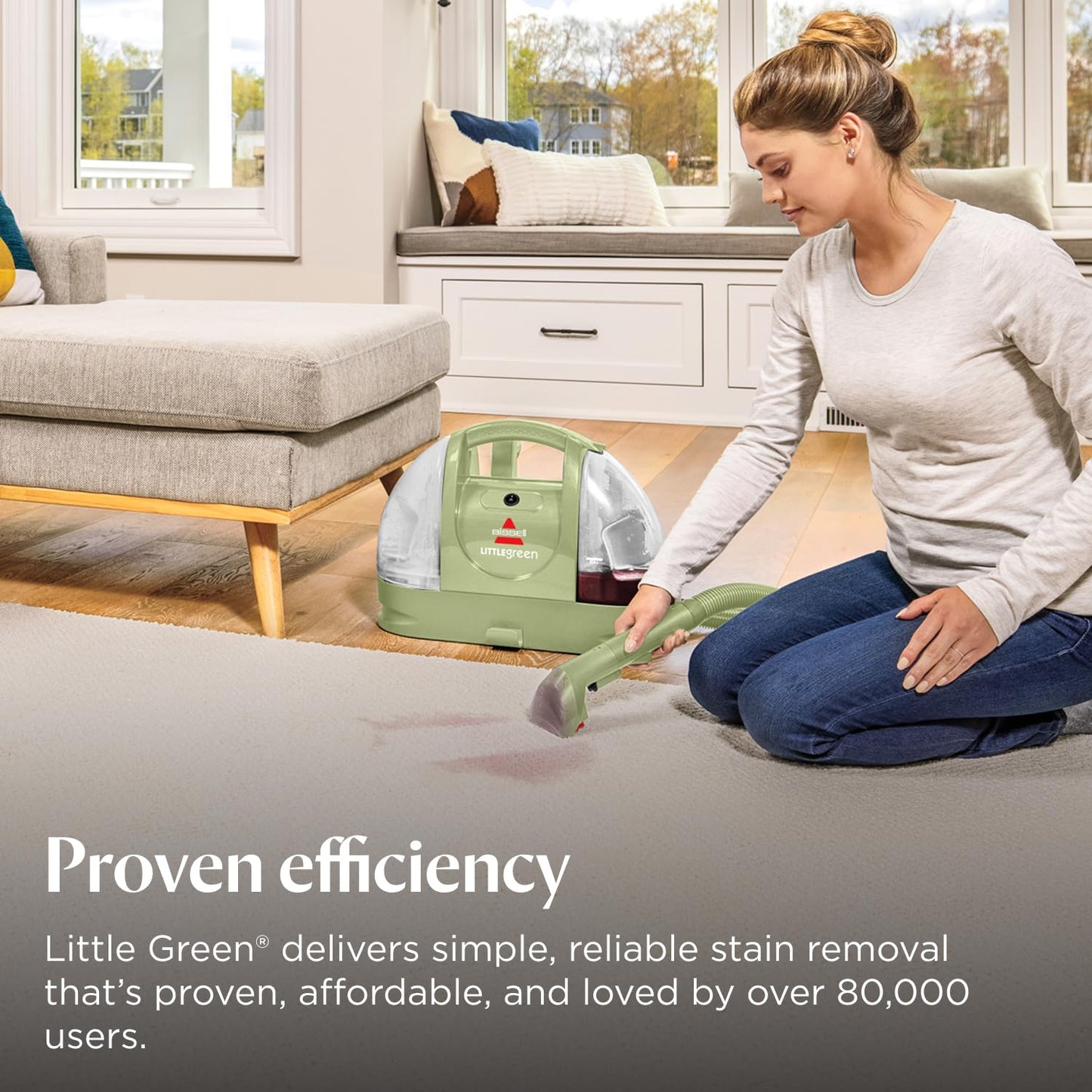 Portable Spot Cleaner 7800Pa Suction Dual Tank 1.4L Green
