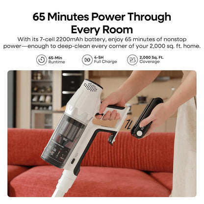 Cordless Stick Vacuum Cleaner 580W 48KPa Suction 65 Min White