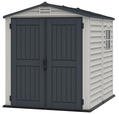 Plastic Garden Storage Shed 6 X 6 Ft Dark Grey Adobe Metal Roof