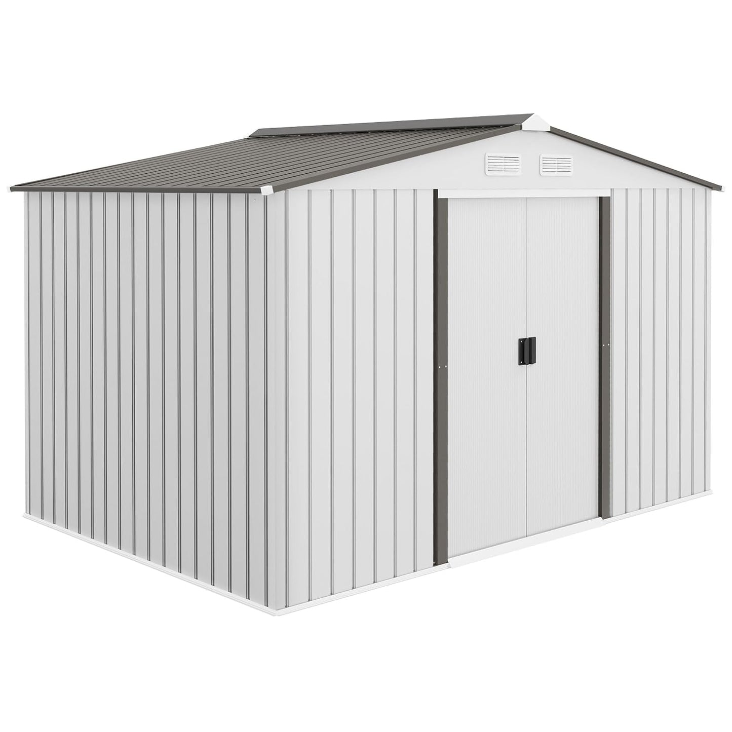 Metal Garden Shed 9 X 6 Ft Light Brown Steel Double Doors