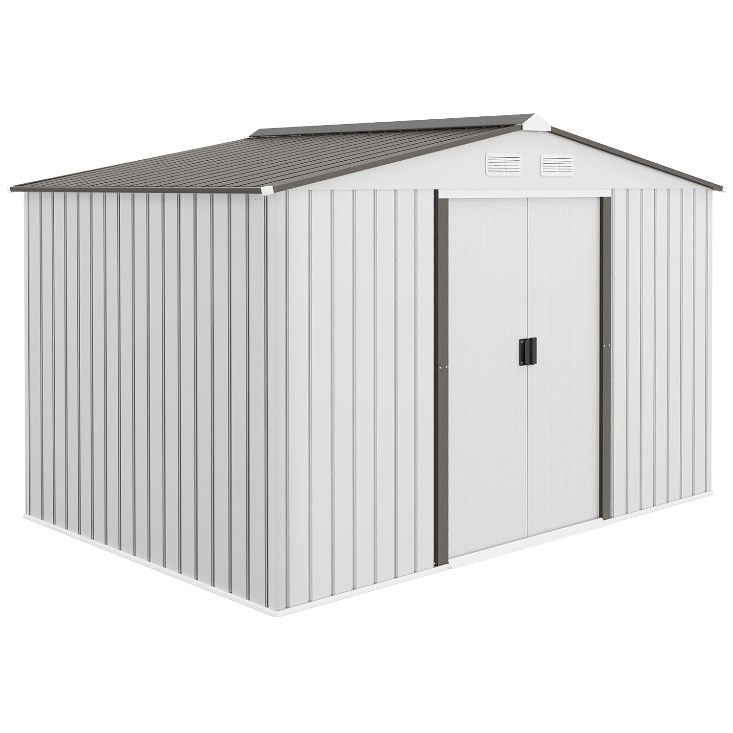 Metal Garden Shed 9 X 6 Ft Light Brown Steel Double Doors
