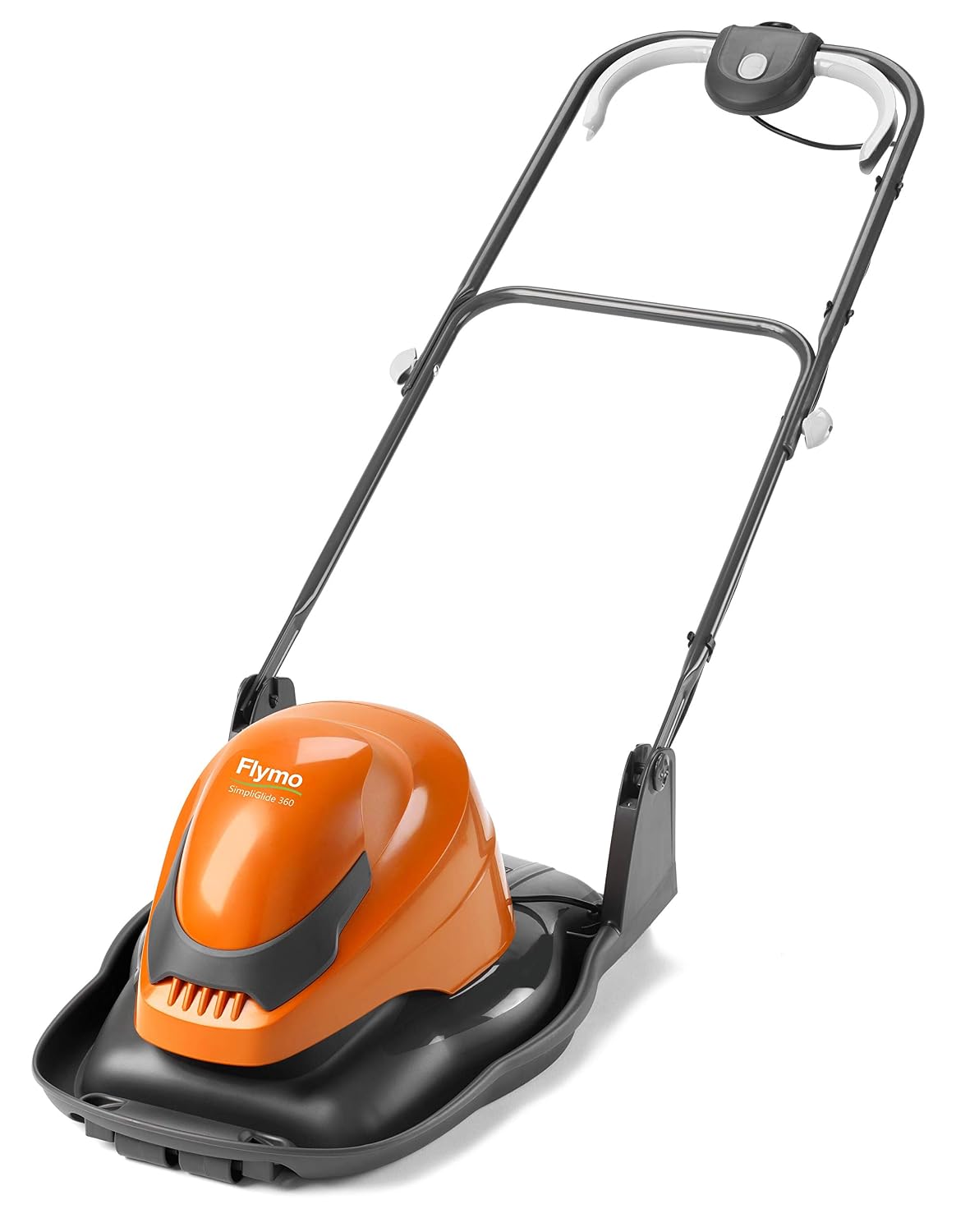 Electric Hover Lawn Mower 1400W 25cm 3 Heights 10m Cable Orange Grey