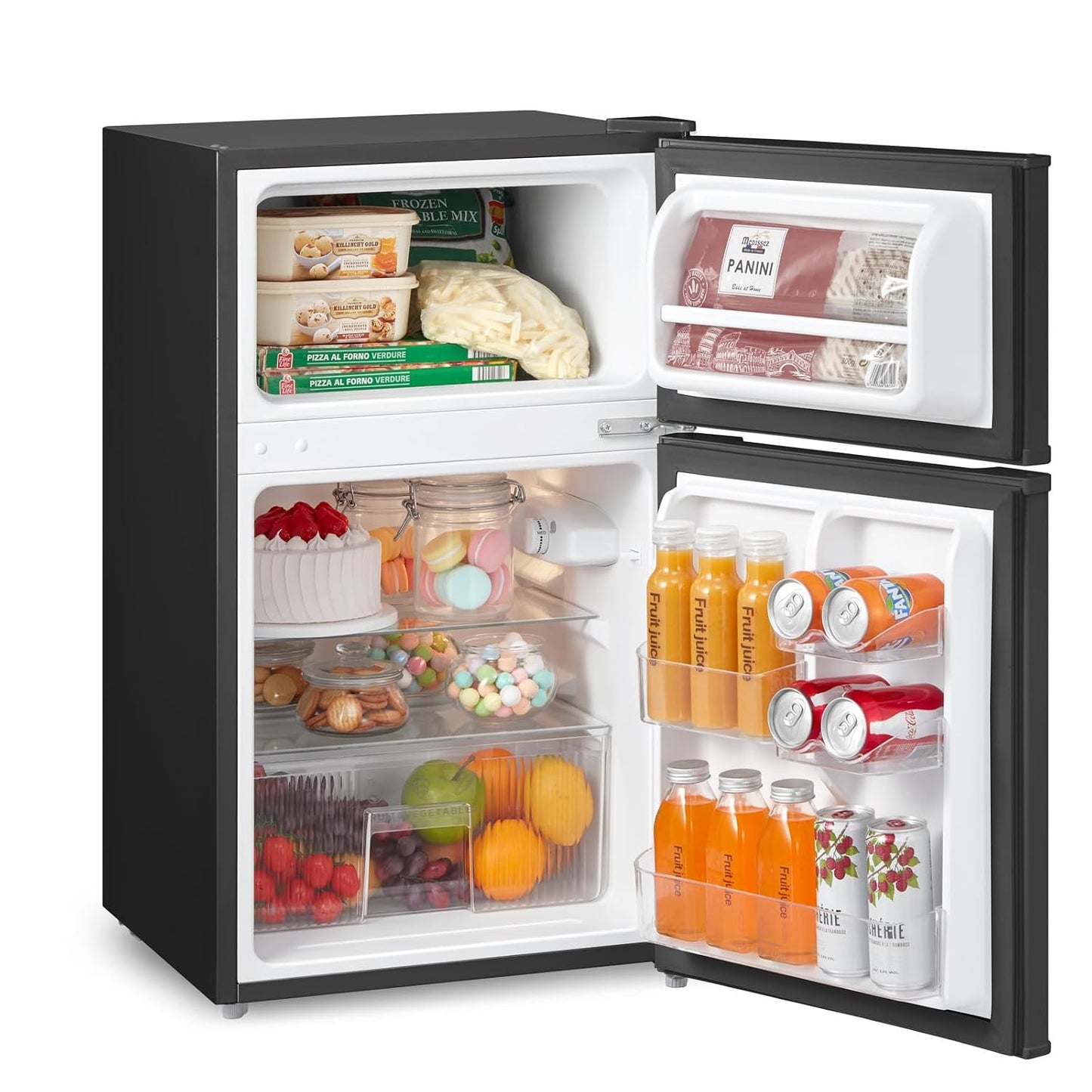 Under Counter Fridge Freezer 87L Double Door Reversible Door Black