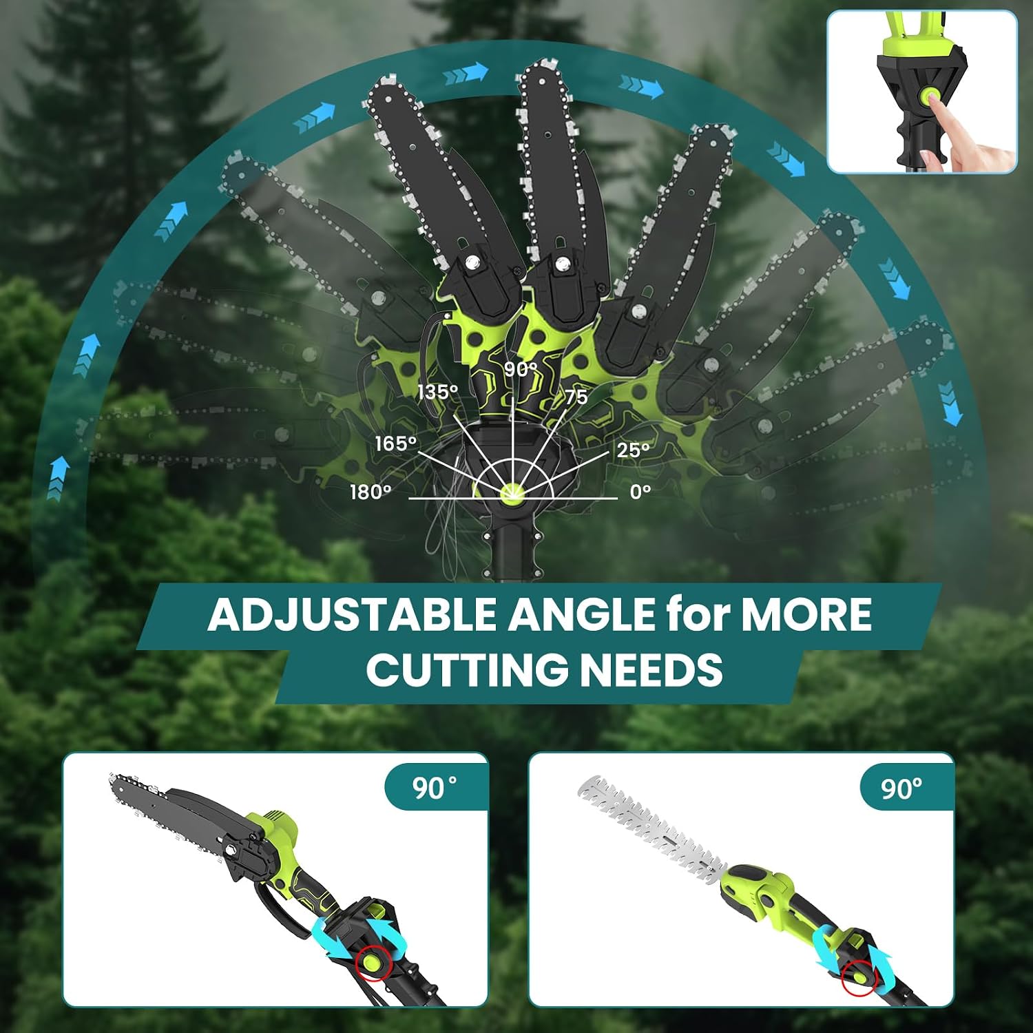 Pole Hedge Trimmer And Chainsaw Set 7.05Ft Extension 2x4.0Ah Battery Black