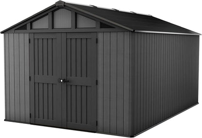 10x15ft Stronghold Outdoor Storage Shed — Wood-Effect, Weatherproof & Steel-Reinforced