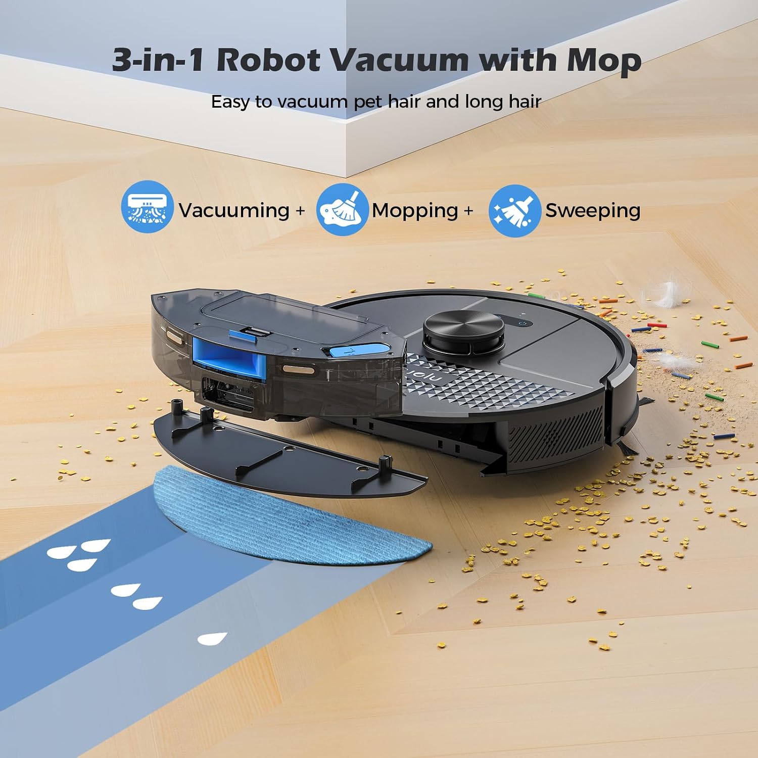 Robot Vacuum And Mop 5500Pa LiDAR Navigation 5 Maps Black