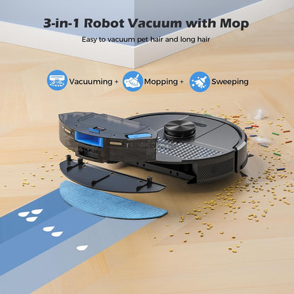 Robot Vacuum And Mop 5500Pa LiDAR Navigation 5 Maps Black
