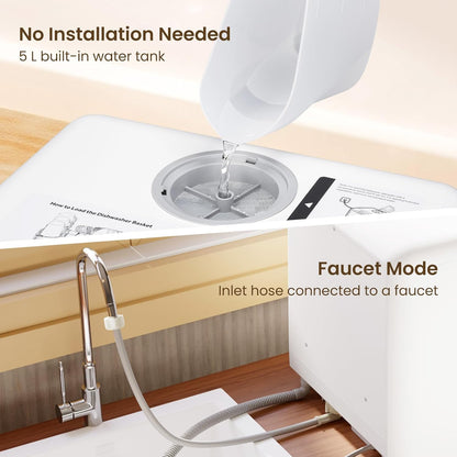 Table Top Dishwasher 5L 6 Programmes Built-In Water Tank White
