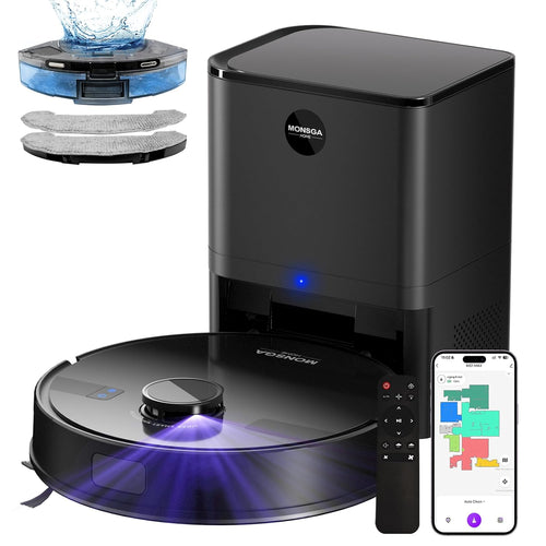 Robot Vacuum with Mop 7000Pa Suction Lidar Navigation Self-Empty Station Black