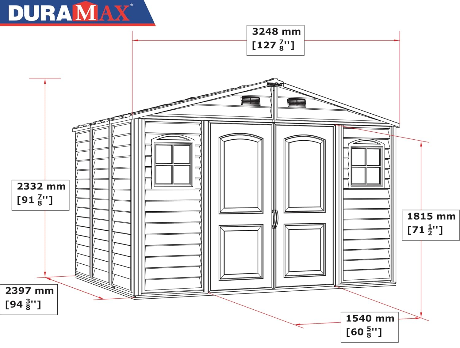 Plastic Garden Storage Shed 10 X 8 Ft Beige Brown Hinged Doors