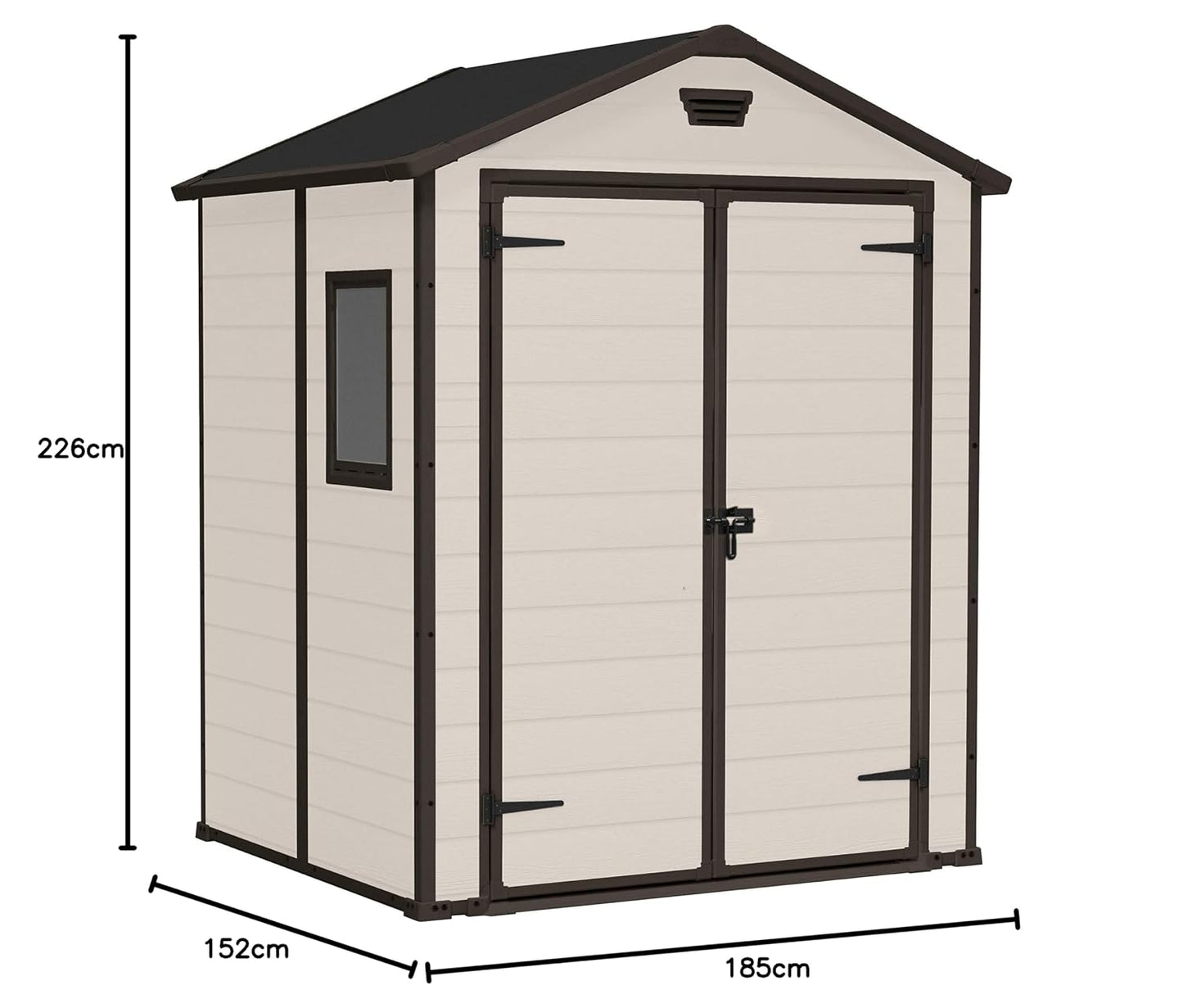 Garden Storage Shed 6 X 5 Ft Beige Resin Double Doors