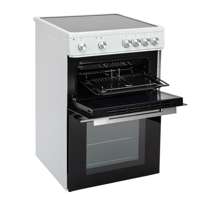 Freestanding Electric Cooker 68L Twin Cavity Ceramic Hob 4 Zones White
