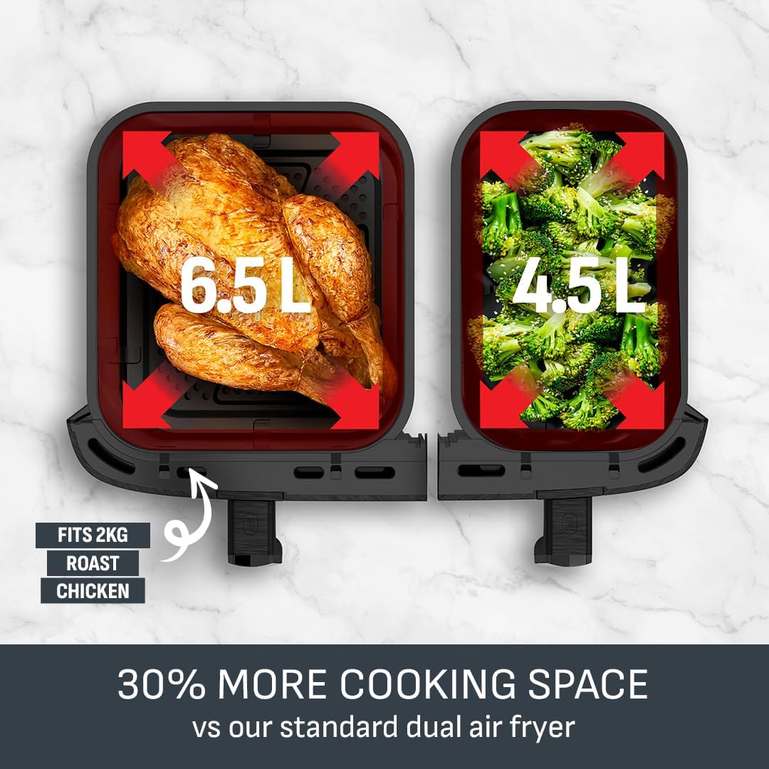 Dual Air Fryer 11L 8 In 1 2700W Touchscreen Java-Grey