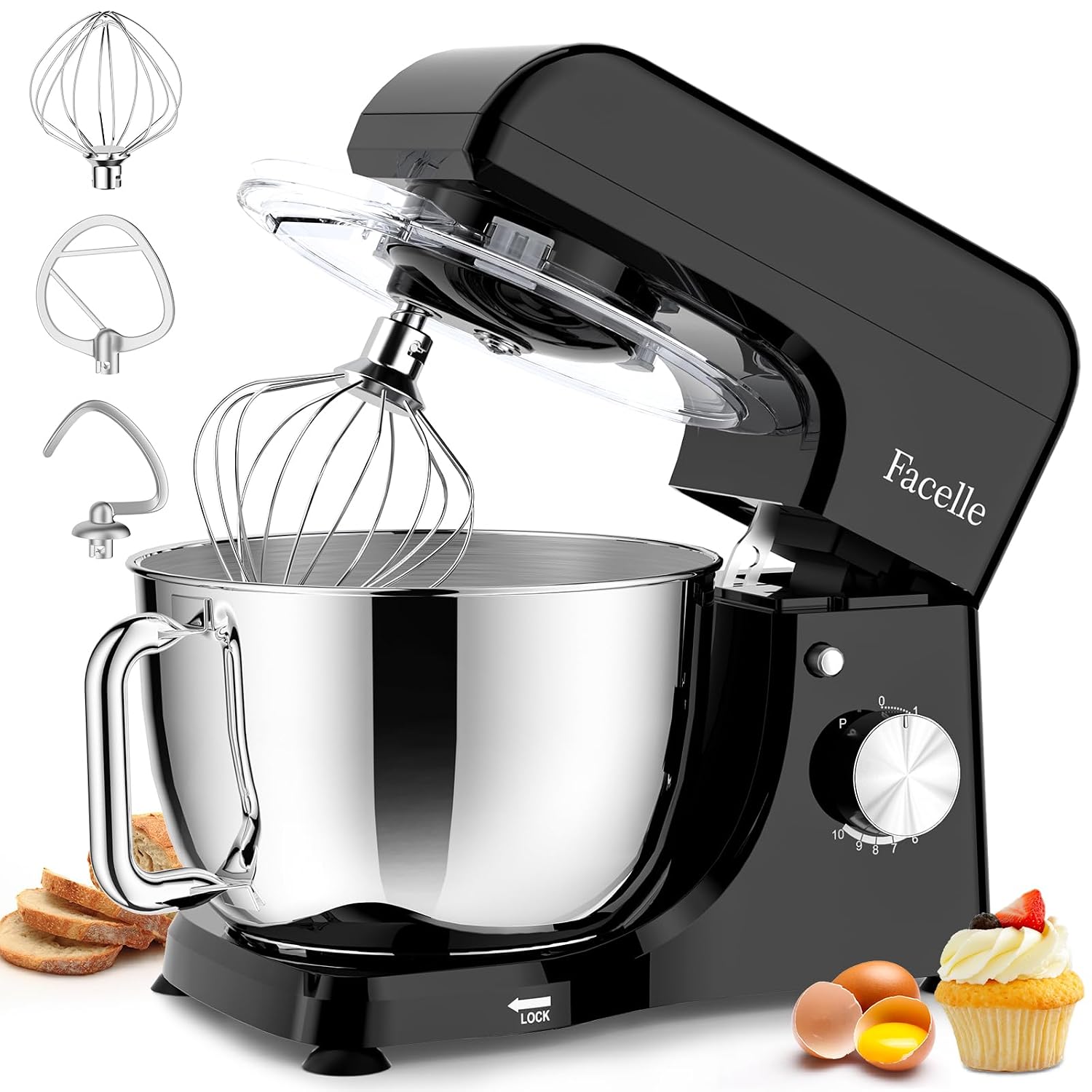 Stand Mixer 5.5L 1500W 10 Speed Pulse Black