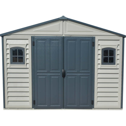 Plastic Garden Storage Shed 10.5 X 8 Ft Double Doors Lockable Dark Grey