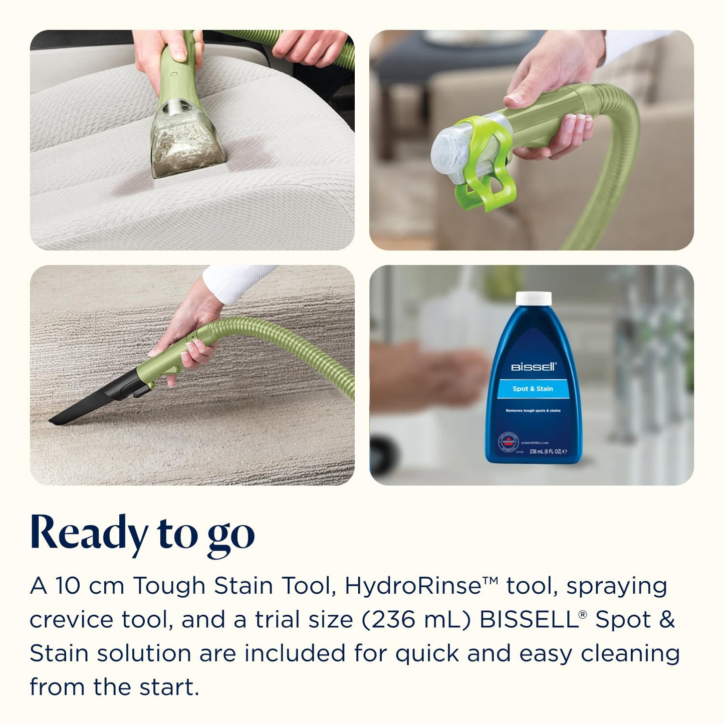 Portable Spot Cleaner 7800Pa Suction Dual Tank 1.4L Green