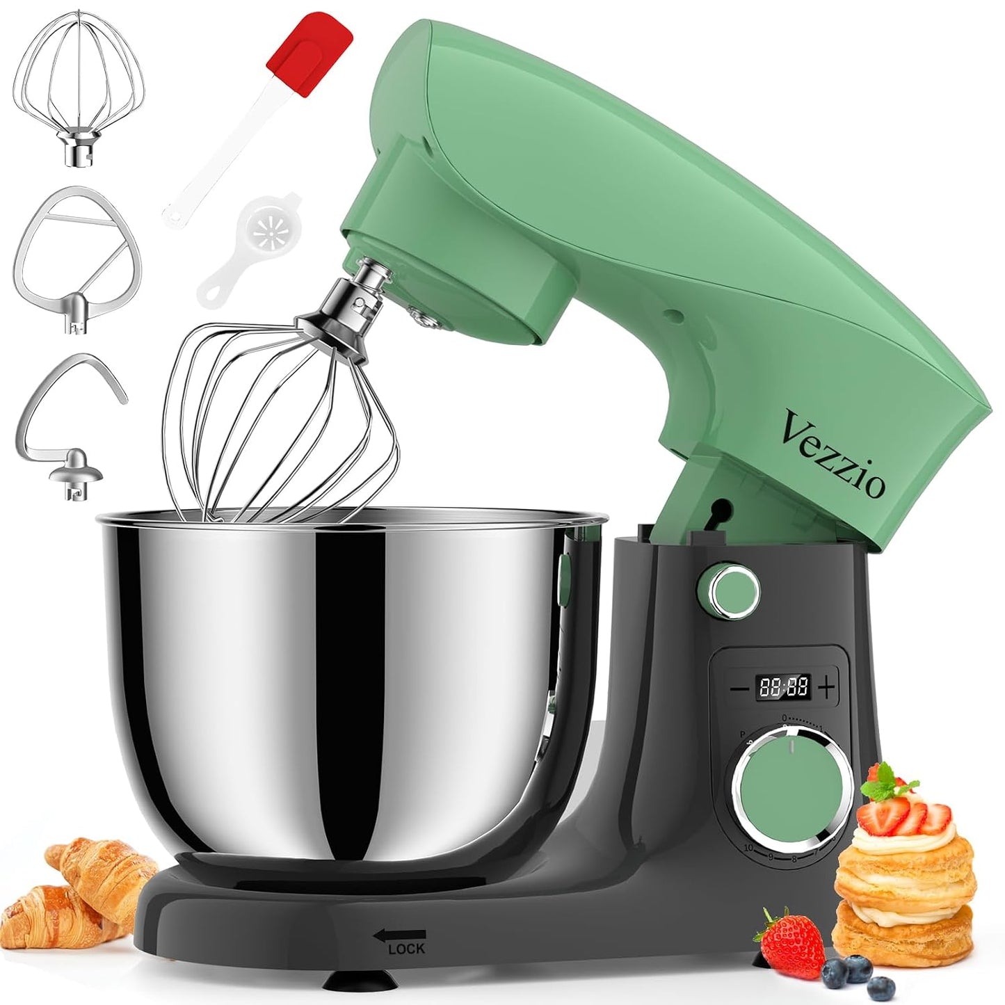 Stand Mixer 1500W 10 Speeds 5.5L Tilt-Head Greengray
