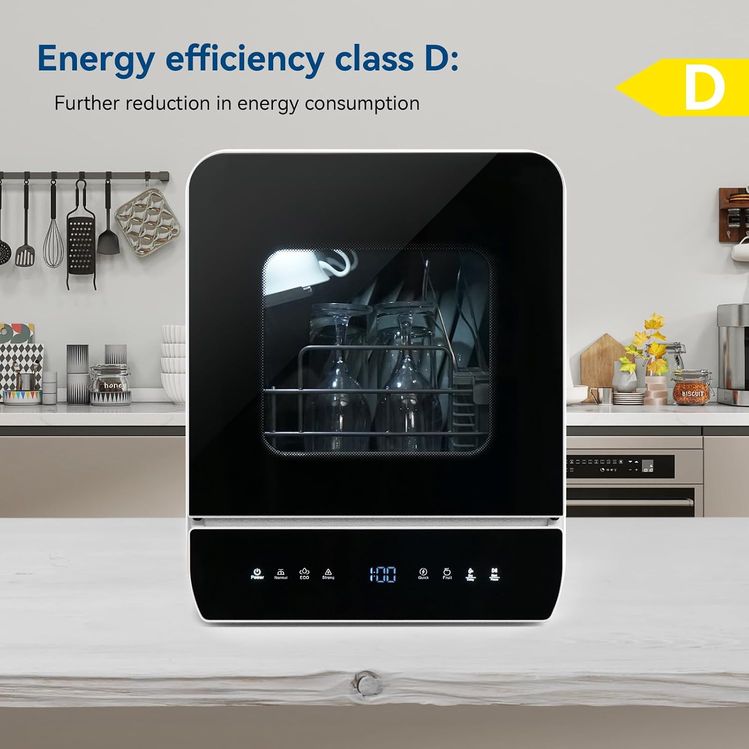 Portable Countertop Dishwasher 7 Programmes 4.8L Tank 3 Place Settings Black