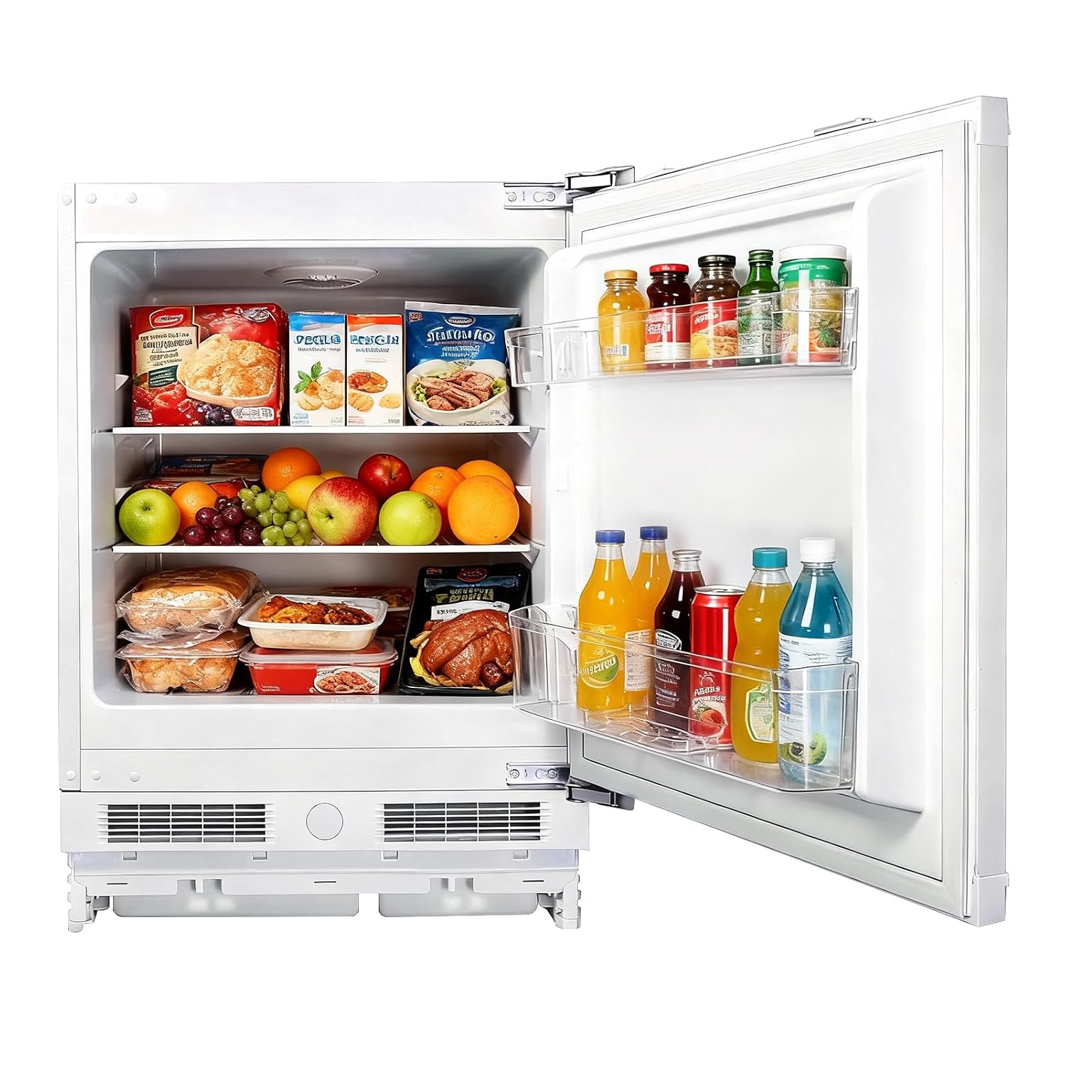 Integrated Under Counter Fridge 110L LED Light Reversible Door White