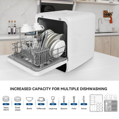 Portable Countertop Dishwasher 7 Programmes 4.8L Tank 3 Place Settings Black