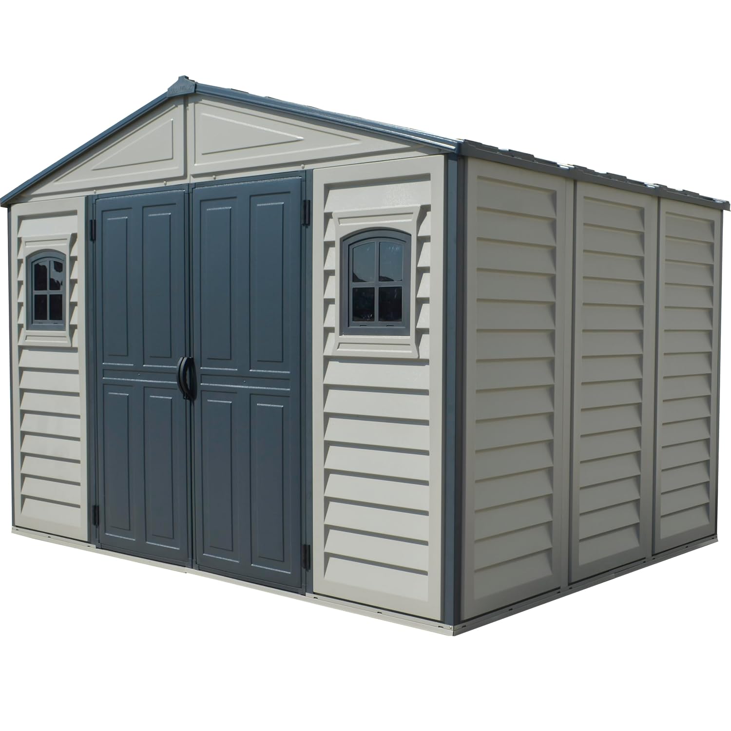 Plastic Garden Storage Shed 10.5 X 8 Ft Double Doors Lockable Dark Grey