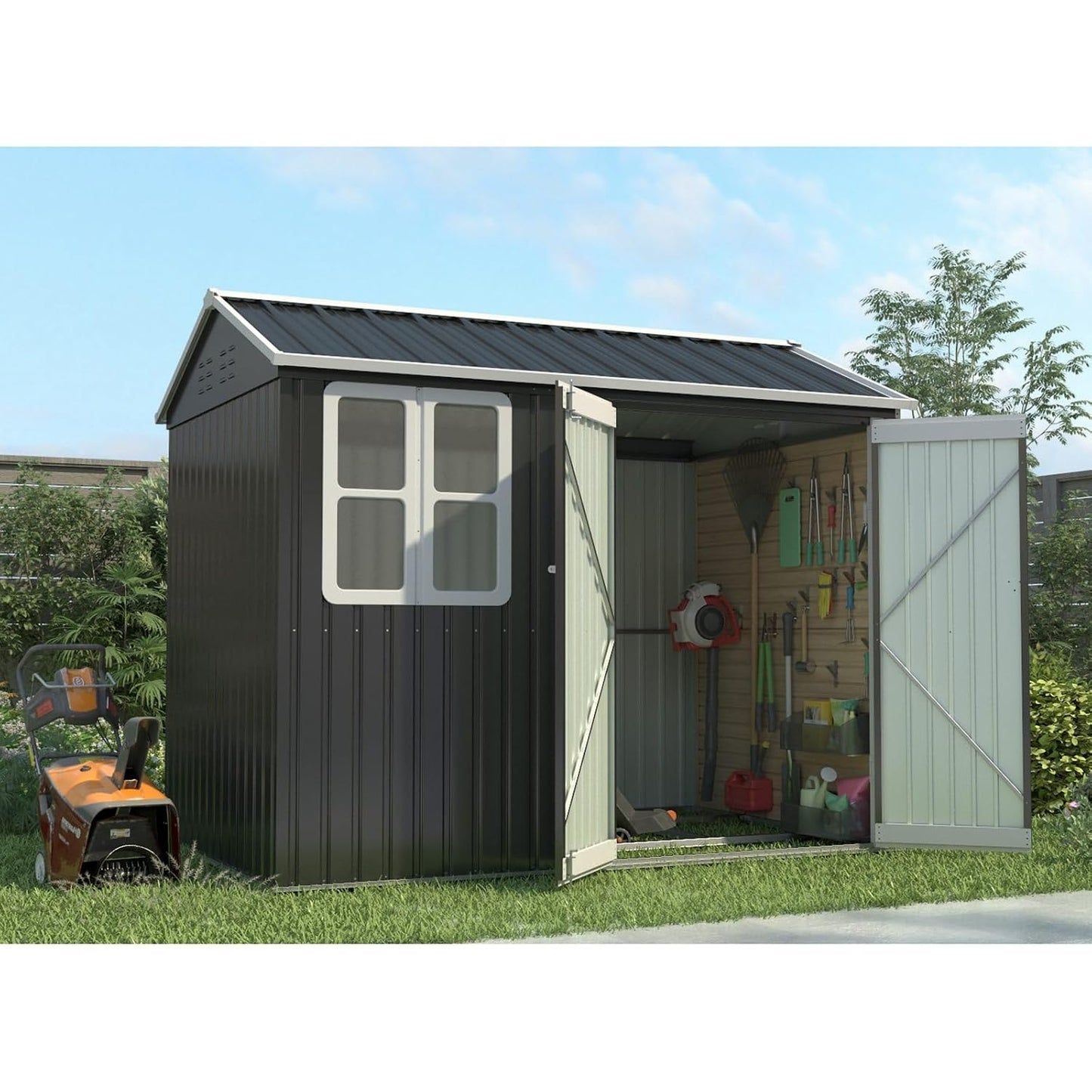 Garden Storage Shed 10 X 8 Ft Anthracite Metal Apex Roof