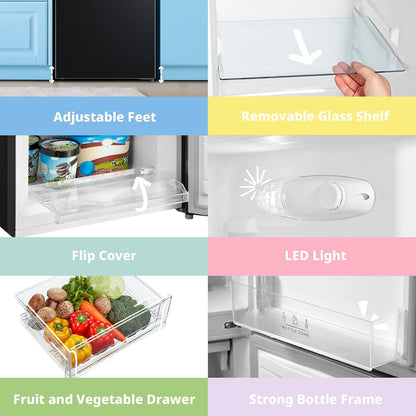 Freestanding Fridge Freezer 174L Low Frost Adjustable Thermostat LED Black